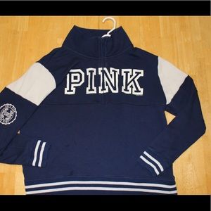 PINK Victoria Secret Varsity Half Zip Sweatshirt